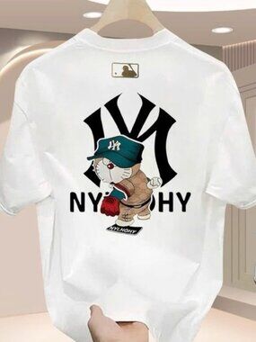 Retro Baseball Cat Graphic Shirt - Urban Hypebeast Style White Cotton Tee